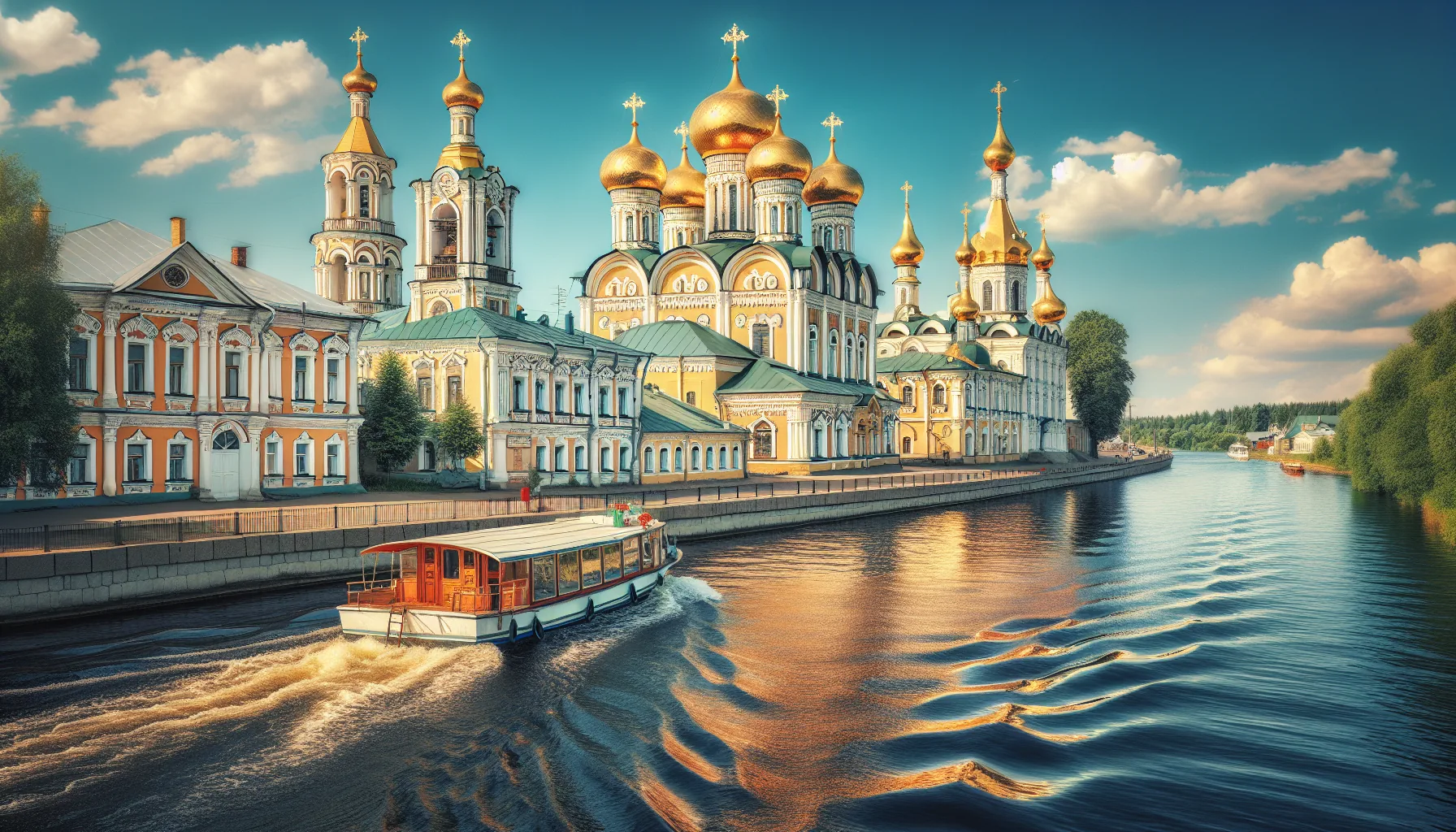 Escale dans une ville historique russe lors d'une croisi&egrave;re sur la Volga