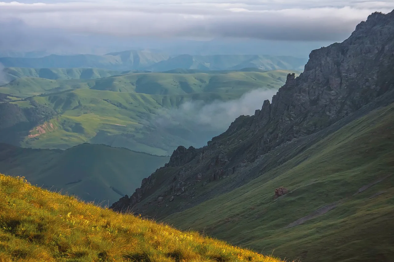 Steppes mongoles et montagnes - paysage de la vie nomade et des chevaux
